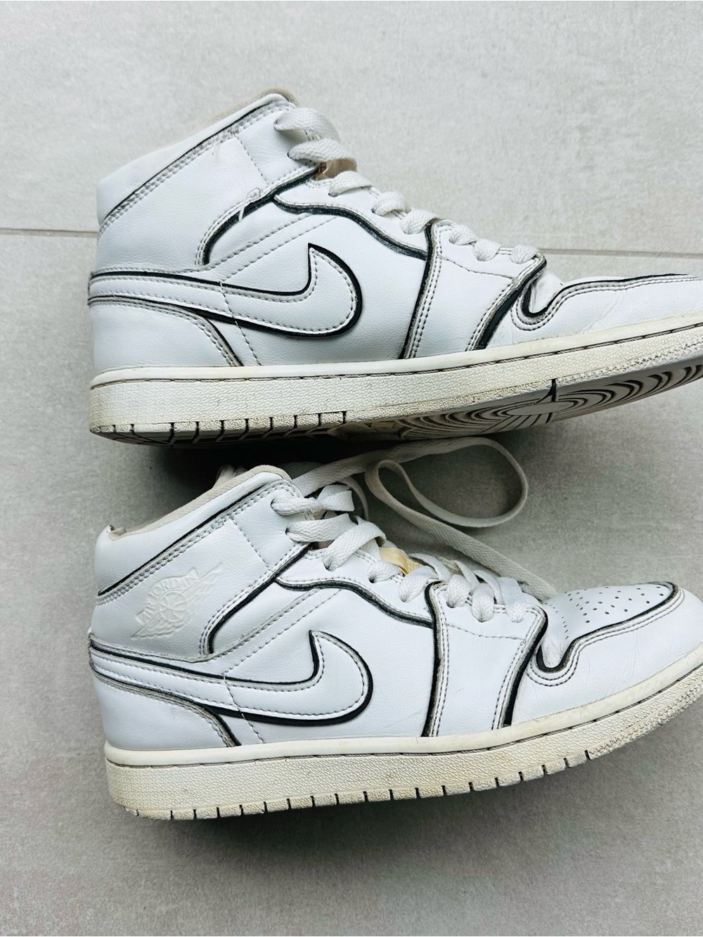 Nike White Mid-Top Sneakers with Black Trim - Men's